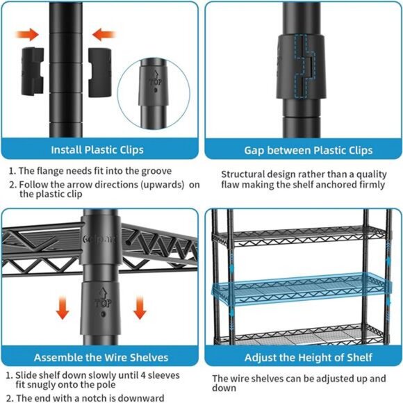 Heavy Duty Clothes Rack Rolling Garment Rack,3 Tier Adjustable Wire Shelving - Picture 5 of 7